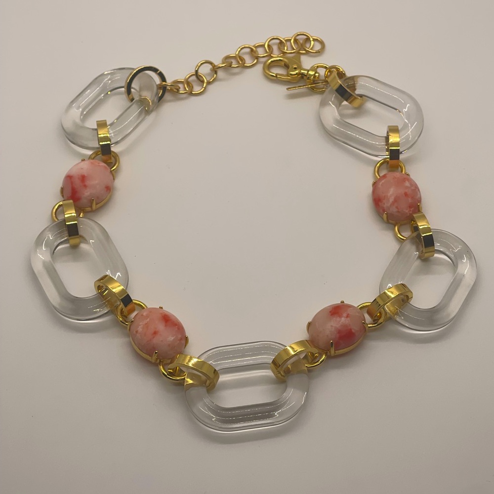 Lele Sadoughi GORGEOUS peachy/pink stone and acetate necklace. *RARE*